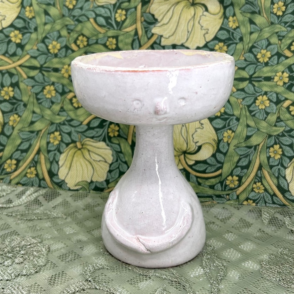 Vintage Pottery Head Scandinavian Art Figural Pedestal Dish MCM Sculpture Decor